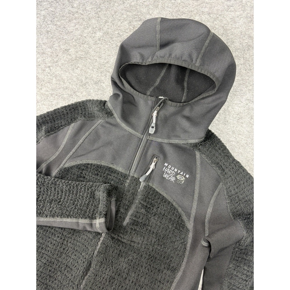 Mountain Hardwear Women's Monkey Fleece Hooded Jacket Size XS Grid Gray Full Zip